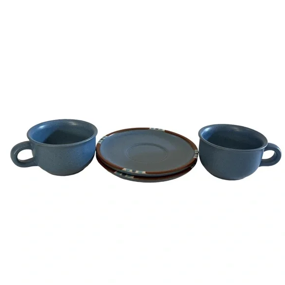 Dansk International Mesa Blue Teacups & Saucers - Picture 5 of 5